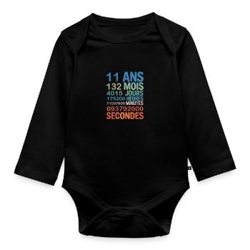 11 ans – une décennie plus une en ciphers - Organic Longsleeve Baby Bodysuit - black - Front