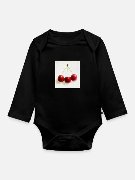 Kirsche - Baby Bio-Langarm-Body - Schwarz