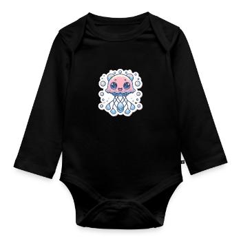 Jellyfish Lover - Organic Longsleeve Baby Bodysuit - black - Front