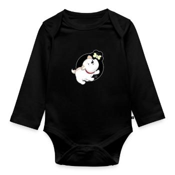 Hund koreanisch - japanischer Stil 01 - Baby Bio-Langarm-Body - Schwarz - Vorne