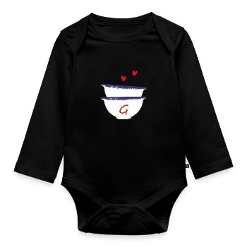 Lettre G bols breton - Body Bébé bio manches longues - noir - Devant