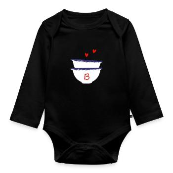 Lettre B bols breton - Body Bébé bio manches longues - noir - Devant