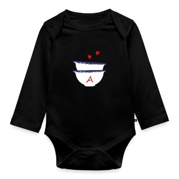 Lettre A bols breton - Body Bébé bio manches longues - noir - Devant