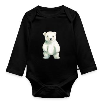 Mascotte de classe ours polaire - Body Bébé bio manches longues - noir - Devant