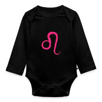 Löwe Leo Sternzeichen Design Symbol Rosa Pink - Baby Bio-Langarm-Body - Schwarz - Vorne