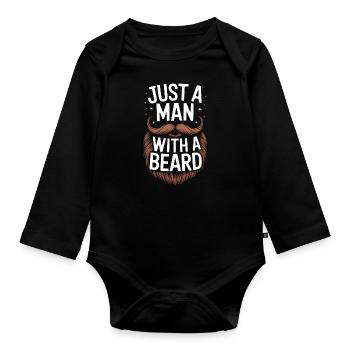 Bart Schnurrbart Bärtige Männer - Baby Bio-Langarm-Body - Schwarz - Vorne