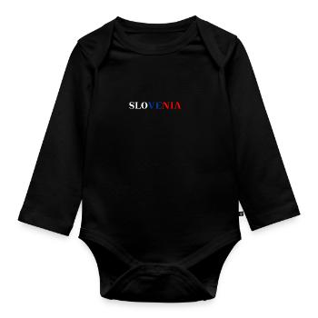 Slovenia Gift Idea Slovenian Flag Flag - Organic Longsleeve Baby Bodysuit - black - Front