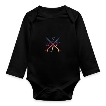 Surf Sonnenuntergang Windsurfen Geschenkidee - Baby Bio-Langarm-Body - Schwarz - Vorne