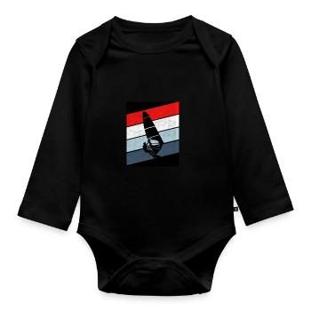 Surfing red white vintage - Organic Longsleeve Baby Bodysuit - black - Front
