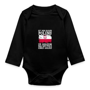 Pole Polnisch Polen - Baby Bio-Langarm-Body - Schwarz - Vorne