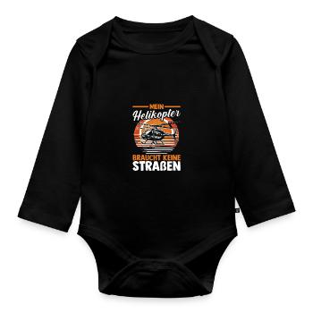 Pilot Helicopter Helicopter - Organic Longsleeve Baby Bodysuit - black - Front