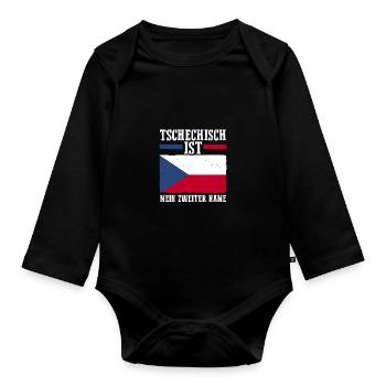 Tschechen Tschechisch Tschechien - Baby Bio-Langarm-Body - Schwarz - Vorne