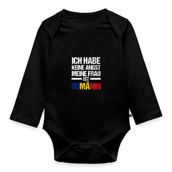 Romanians Romania - Organic Longsleeve Baby Bodysuit - black - Front