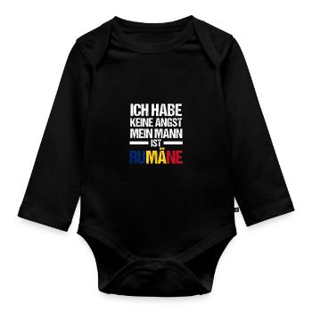 Romanians Romania - Organic Longsleeve Baby Bodysuit - black - Front