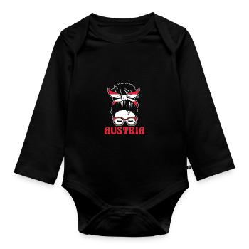 Austrians Austria - Organic Longsleeve Baby Bodysuit - black - Front