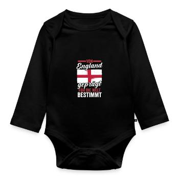 Großbritannien Engländer England - Baby Bio-Langarm-Body - Schwarz - Vorne