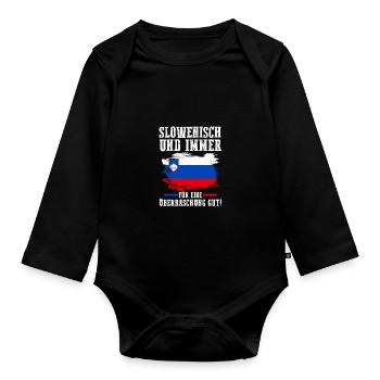 Slovènes Slovénie - Body Bébé bio manches longues - noir - Devant