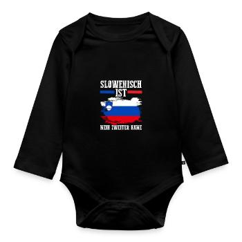 Slovènes Slovénie - Body Bébé bio manches longues - noir - Devant
