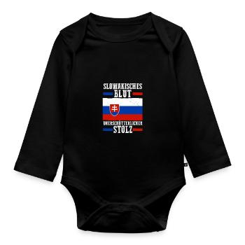 Slovakia Slovakia - Organic Longsleeve Baby Bodysuit - black - Front