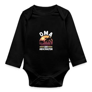 Urlaub Urlauberin Großmutter Oma - Baby Bio-Langarm-Body - Schwarz - Vorne