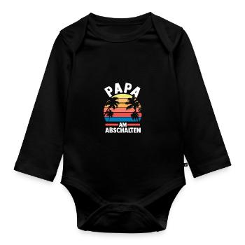 Urlaub Urlauber Vater Papa - Baby Bio-Langarm-Body - Schwarz - Vorne