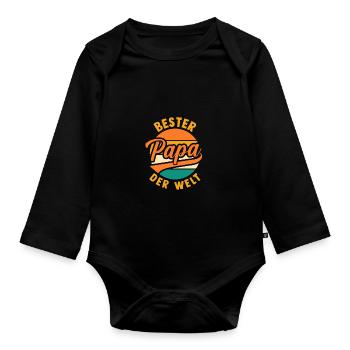 Beste Papa Der Welt - Baby Bio-Langarm-Body - Schwarz - Vorne