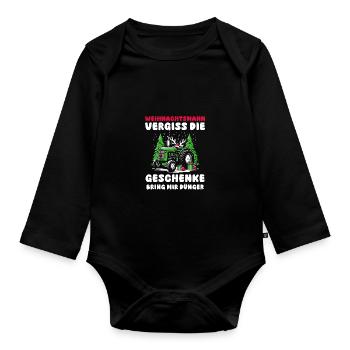 Weihnachtsmann Traktor Weihnachtsfest Bauer Landwi - Baby Bio-Langarm-Body - Schwarz - Vorne