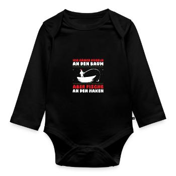 Santa Claus Fishing Christmas Party Christmas - Organic Longsleeve Baby Bodysuit - black - Front