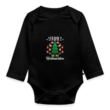 Weihnachtsmann Bescherung Weihnachten - Baby Bio-Langarm-Body - Schwarz - Vorne