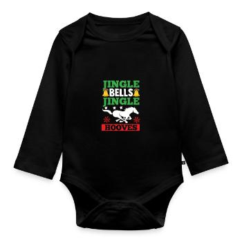 Weihnachtsmann Weihnachten Reiten Reiterin Pferde - Baby Bio-Langarm-Body - Schwarz - Vorne