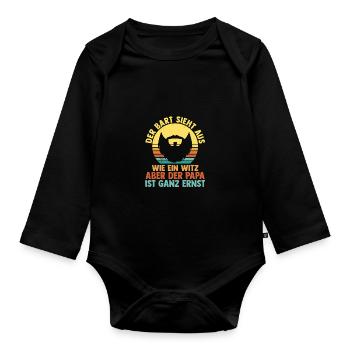 Papa Mit Bart - Baby Bio-Langarm-Body - Schwarz - Vorne