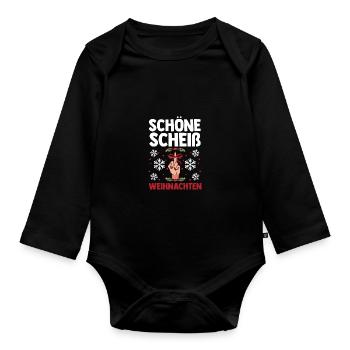 Santa Claus Beautiful Shit Christmas - Organic Longsleeve Baby Bodysuit - black - Front