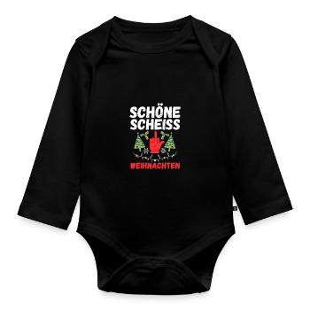 Santa Claus Beautiful Shit Christmas - Organic Longsleeve Baby Bodysuit - black - Front