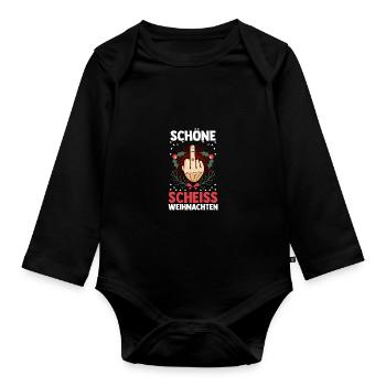 Santa Claus Beautiful Shit Christmas - Organic Longsleeve Baby Bodysuit - black - Front