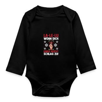 Weihnachtsmann Mittelfinger Weihnachten - Baby Bio-Langarm-Body - Schwarz - Vorne