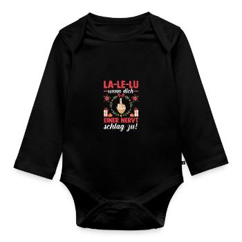 Weihnachtsmann Mittelfinger Weihnachten - Baby Bio-Langarm-Body - Schwarz - Vorne