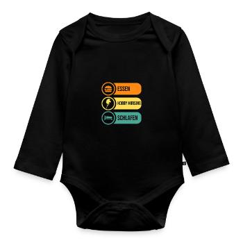 Hobby Horse Hobby Horsing - Organic Longsleeve Baby Bodysuit - black - Front
