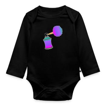 Spray can graffiti - Organic Longsleeve Baby Bodysuit - black - Front