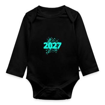 2027 - Organic Longsleeve Baby Bodysuit - black - Front