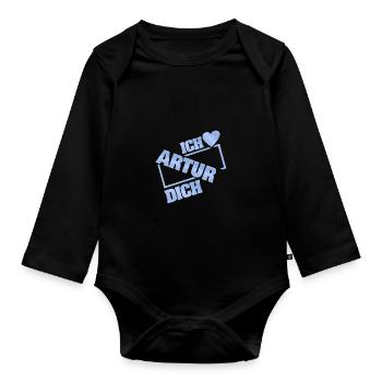 Artur as a couple - Organic Longsleeve Baby Bodysuit - black - Front