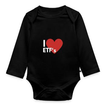 I Love ETF Index Funds Save Investment - Organic Longsleeve Baby Bodysuit - black - Front