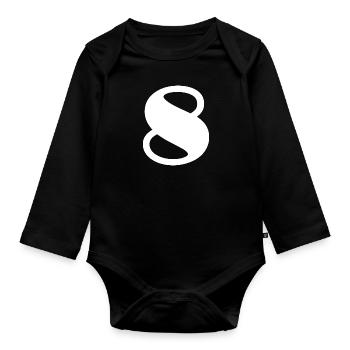 8 ANS. 8e ANNIVERSAIRE. ANNIVERSAIRE 8 ANS. 8 - Body Bébé bio manches longues - noir - Devant