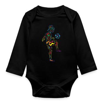Fußballerin Geschenk Frauenfußball Fußball Damen - Baby Bio-Langarm-Body - Schwarz - Vorne