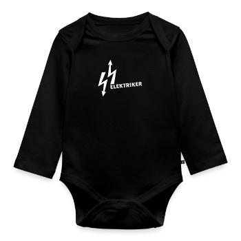 elektriker,strom,logo,blitz,schrift,typo - Baby Bio-Langarm-Body - Schwarz - Vorne