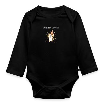Cat ConCATulations Congratulations Gift Idea - Organic Longsleeve Baby Bodysuit - black - Front