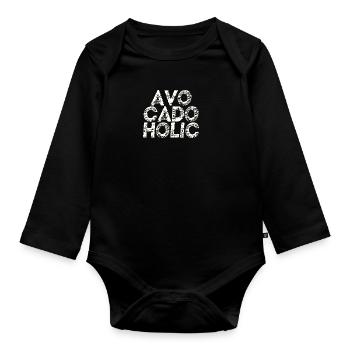 Avocadoholic Geschenkidee Avocado lustig Essen - Baby Bio-Langarm-Body - Schwarz - Vorne