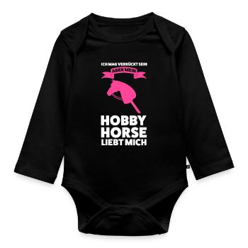 Hobby Horsing Pferd Hobby Horse Geschenk - Baby Bio-Langarm-Body - Schwarz - Vorne