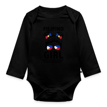 Philippinisch Filipino Philippinisches Geschenk - Baby Bio-Langarm-Body - Schwarz - Vorne