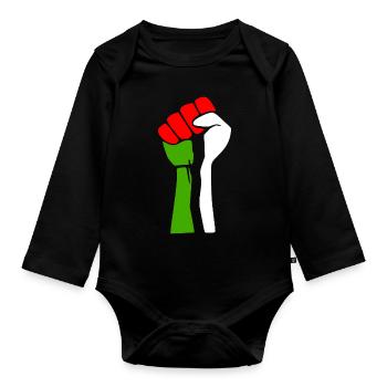 Free palestine - Body Bébé bio manches longues - noir - Devant