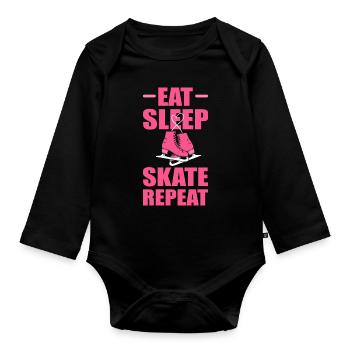 Ice skating Ice skating Ice skating - Organic Longsleeve Baby Bodysuit - black - Front